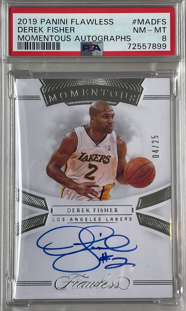 2019 Panini Flawless Derek Fisher Momentous Autographs 04/25 PSA 8
